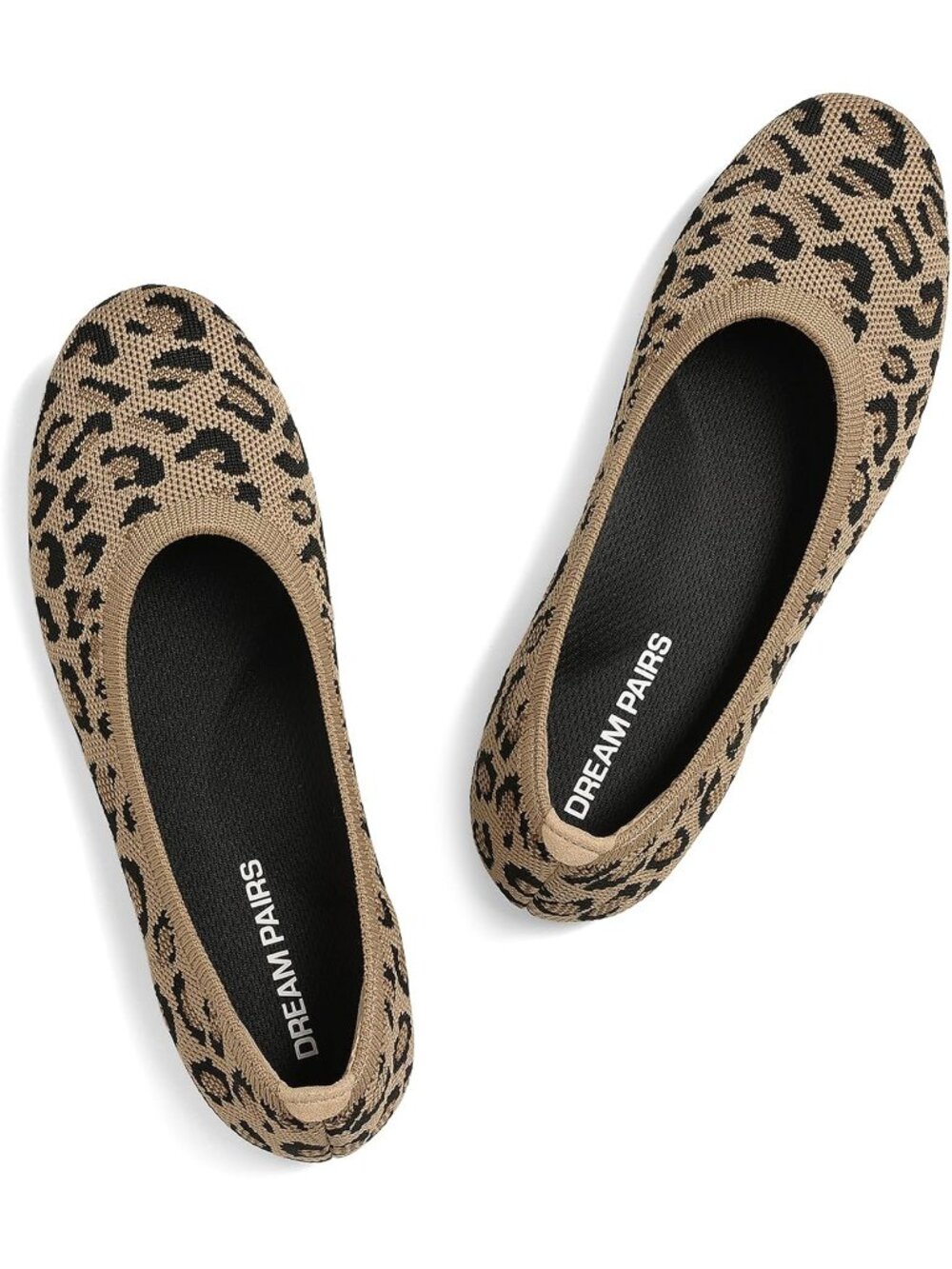Dream Pairs Womens All Leopard Round Toe Slip On Dress Knit Ballet Comfort Flats